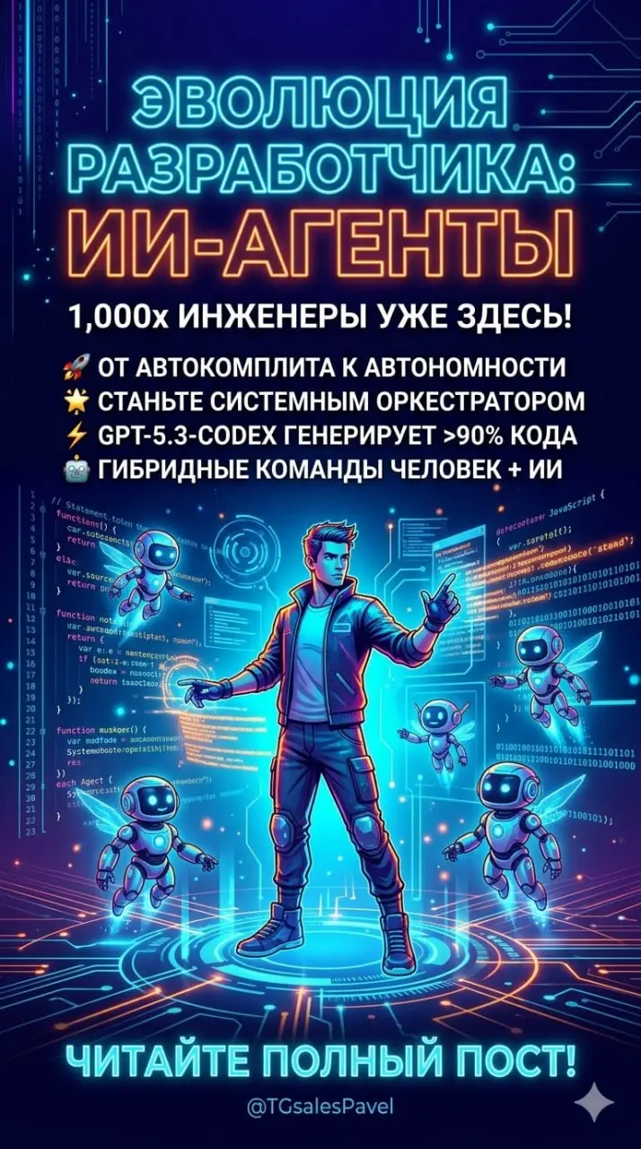 🚀 Эволюция разработчика как ИИ-агенты превращают нас в «системных оркестраторов»
Вышла интересная выжимка о том, как внутри OpenAI оценивают влияние нового GPT-5.3-Codex на процессы создания софта | Сетка — социальная сеть от hh.ru