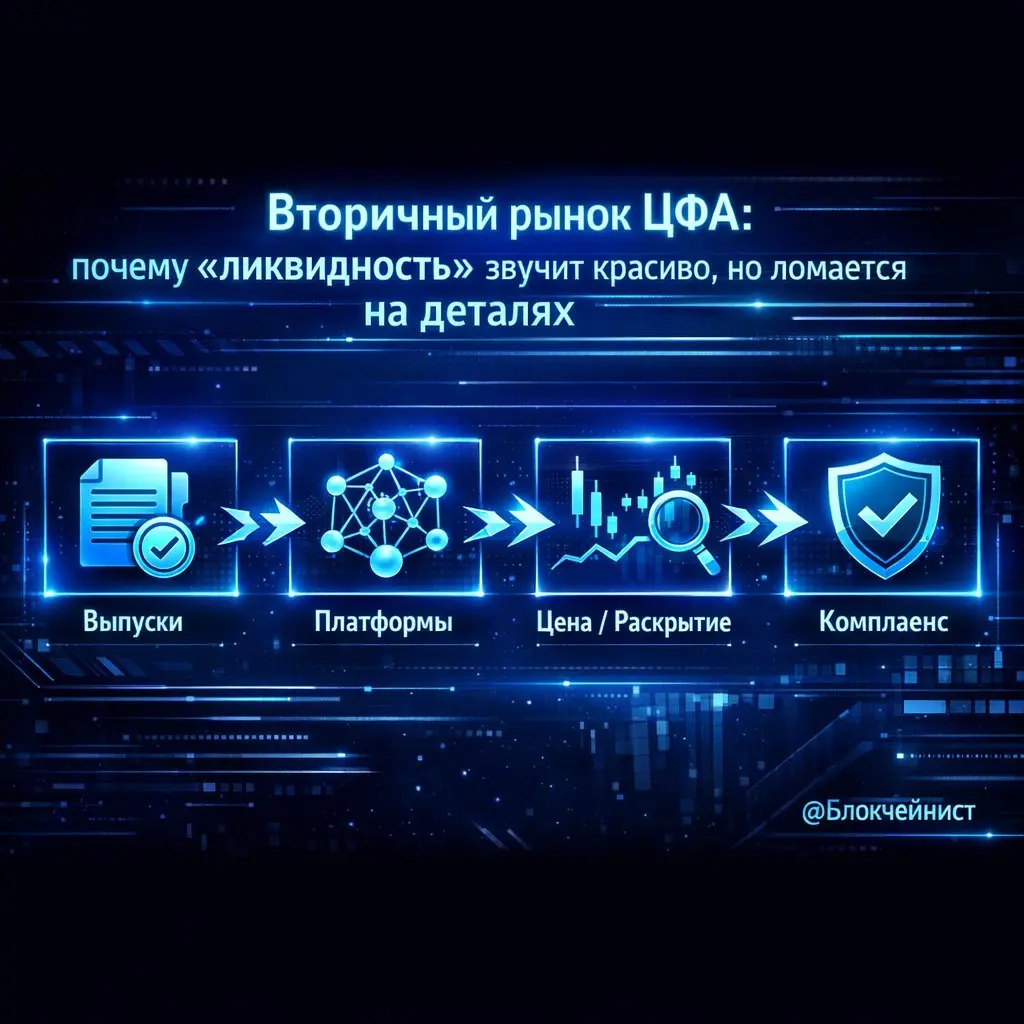 👀 Вторичный рынок ЦФА: почему «ликвидность» звучит красиво, но ломается на деталях
👋 Когда говорят «вторичный рынок ЦФА», в голове рисуется классика: купил → подержал → продал в любой момент по понятн... | Сетка — социальная сеть от hh.ru