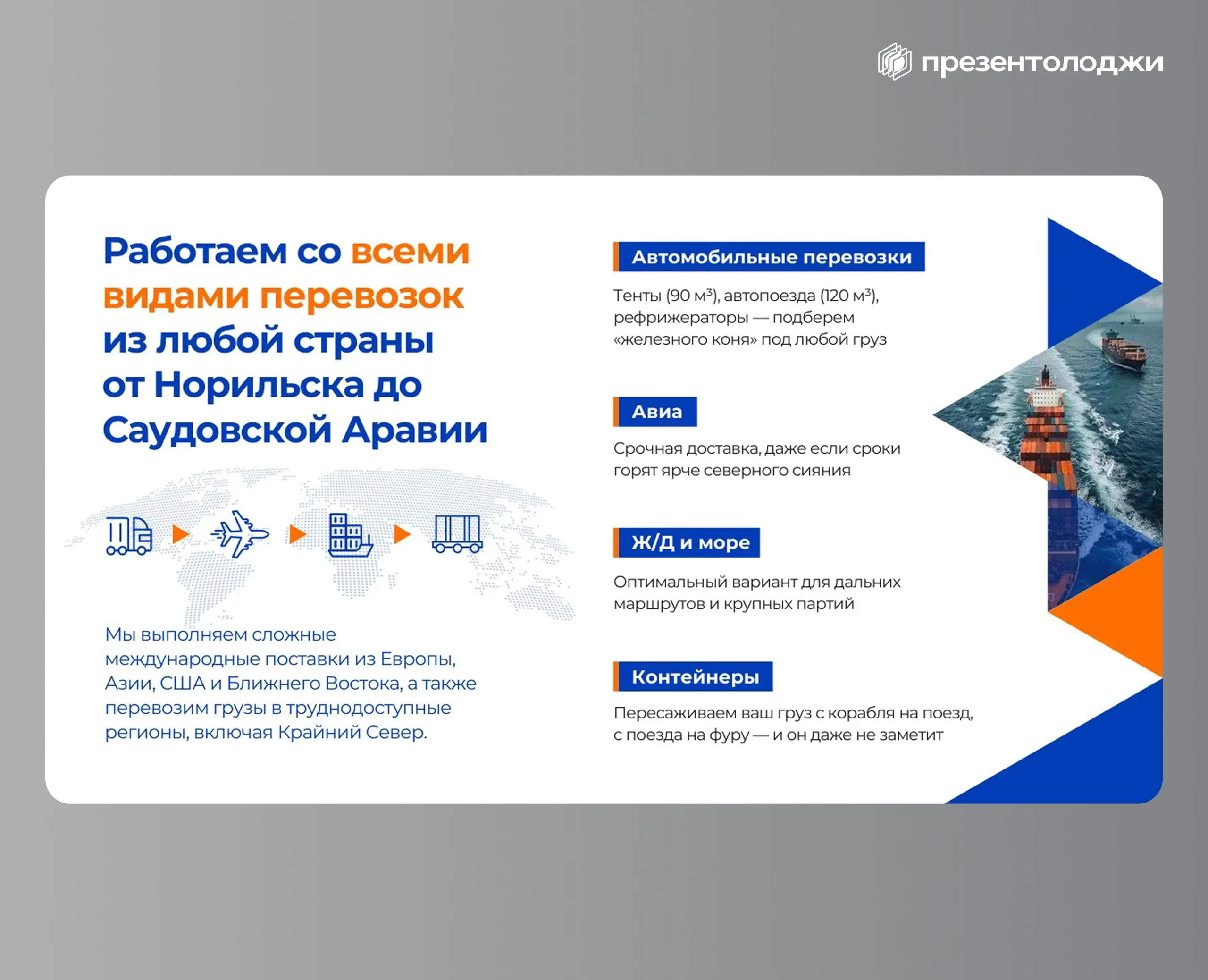 📎Как рассказать о сложной международной логистике так, чтобы хотелось сразу обсудить сотрудничество?
Для CILCO мы создали презентацию, которая превращает цифры, сложные маршруты и проектные поставки в... | Сетка — социальная сеть от hh.ru
