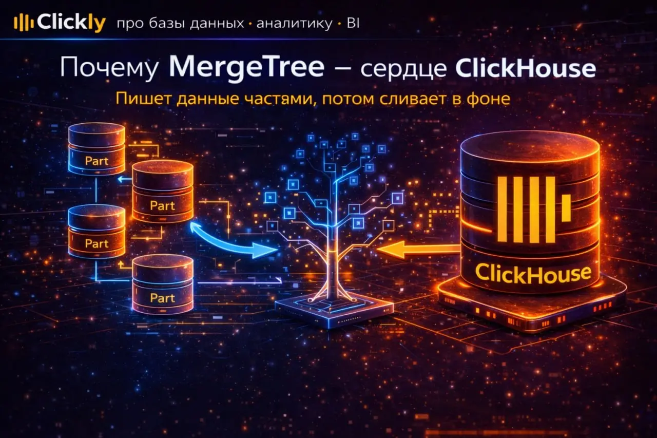 🌳 Почему MergeTree — сердце ClickHouse
🔥 Главная мысль
Многие думают, что ClickHouse быстрый просто потому, что он колоночный.
Но на практике одна из главных причин скорости —
это MergeTree | Сетка — социальная сеть от hh.ru