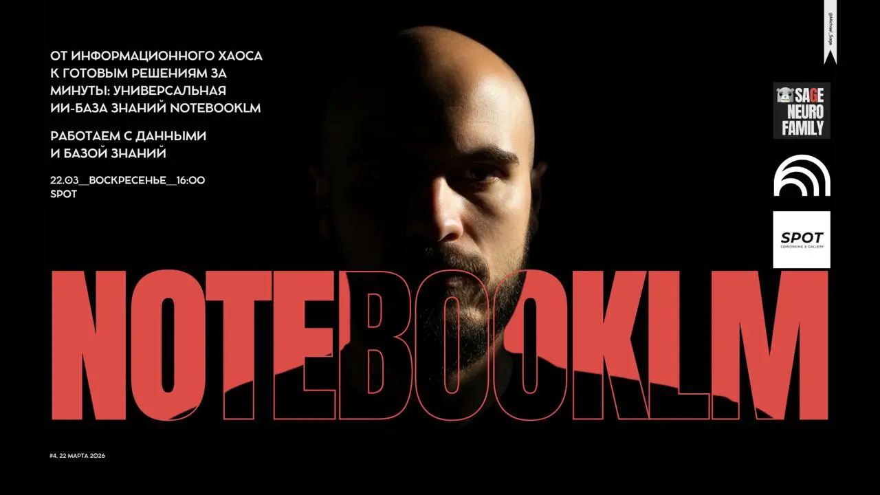 Сегодня в 16.00 в SPOT.
Полный разбор всех возможностей NotebookLM.
Поработаем с файлами, сделаем перзентацию, аудео подкаст, дебаты, ментальную карту и многое другое | Сетка — социальная сеть от hh.ru