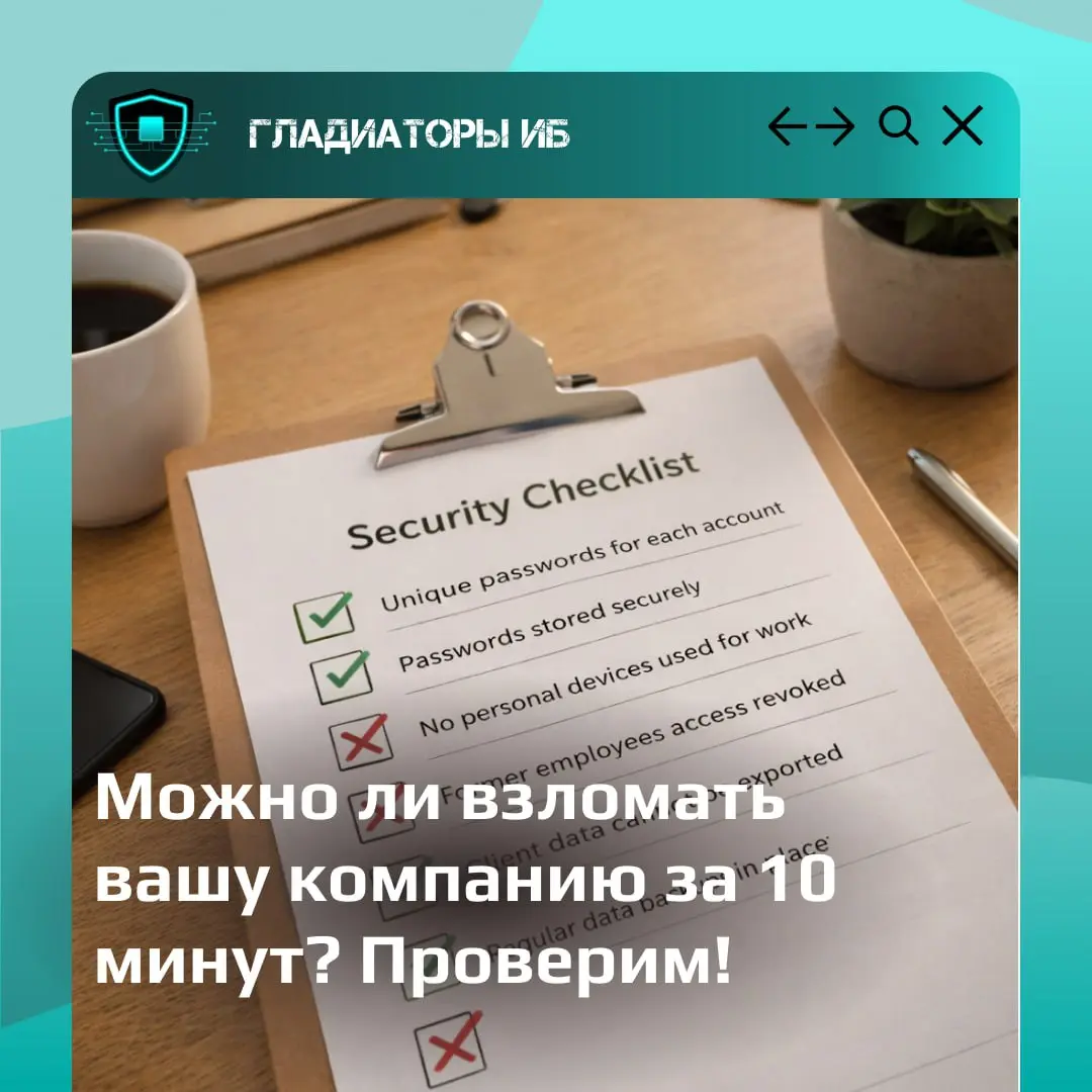 Можно ли взломать вашу компанию за 10 минут? Проверим!
Иногда уязвимости в бизнесе находятся не через сложные атаки. А через обычные рабочие привычки.
Предлагаем короткий тест- ответьте «да» или «нет» | Сетка — социальная сеть от hh.ru