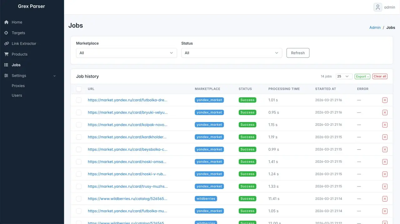 🚀 Запустил новый проект — готовый парсер маркетплейса Wildberries
Парсер предназначен для сбора товаров и мониторинга цен. Может работать как локально на вашем компьютере, так и на сервере | Сетка — социальная сеть от hh.ru