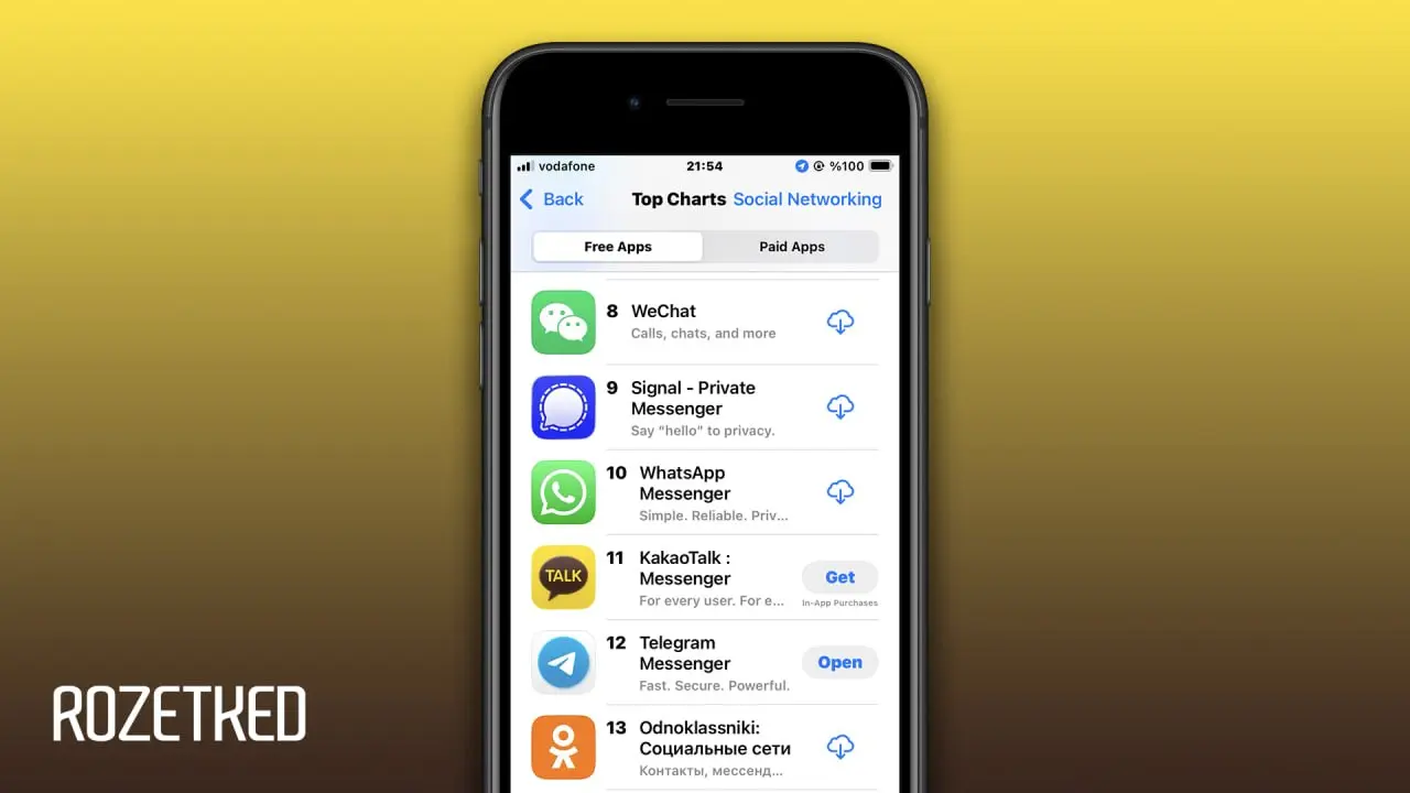 В топах российского App Store новый мессенджер — корейский KakaoTalk
На фоне проблем с доступом к Telegram пользователи начали активно переходить в южнокорейский KakaoTalk | Сетка — социальная сеть от hh.ru
