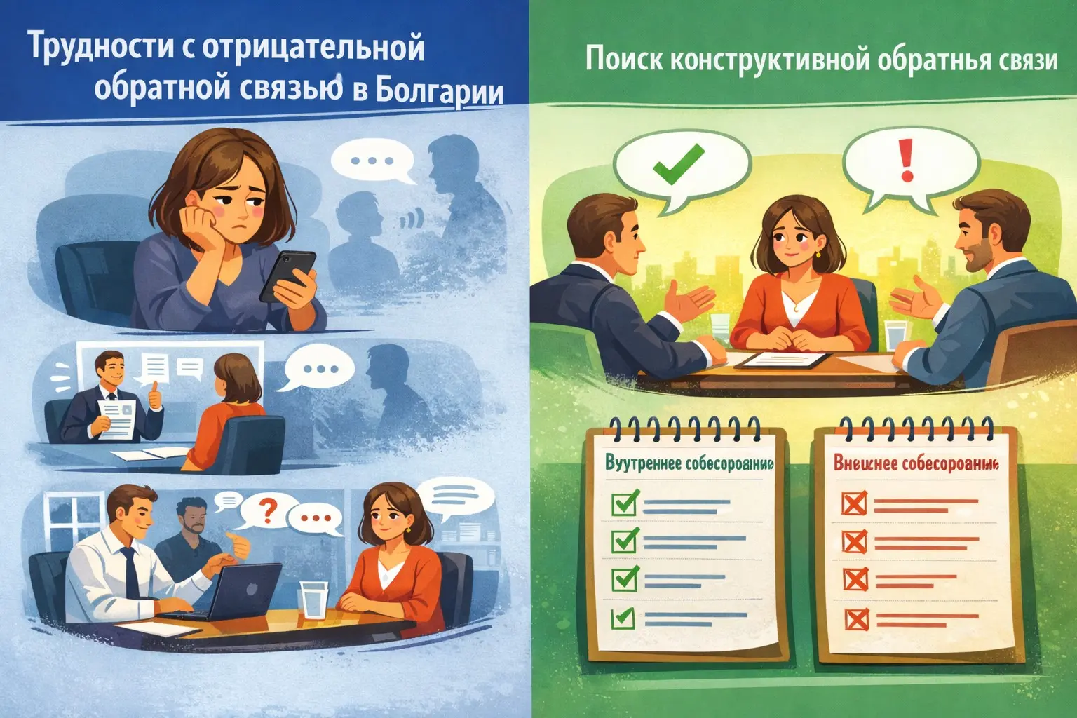 Сегодня я хочу написать об обратной связи, а точнее - об отрицательной обратной связи
Пожив в Болгарии, я поняла, что у болгар есть такая черта - им трудно давать отрицательную обратную связь | Сетка — социальная сеть от hh.ru