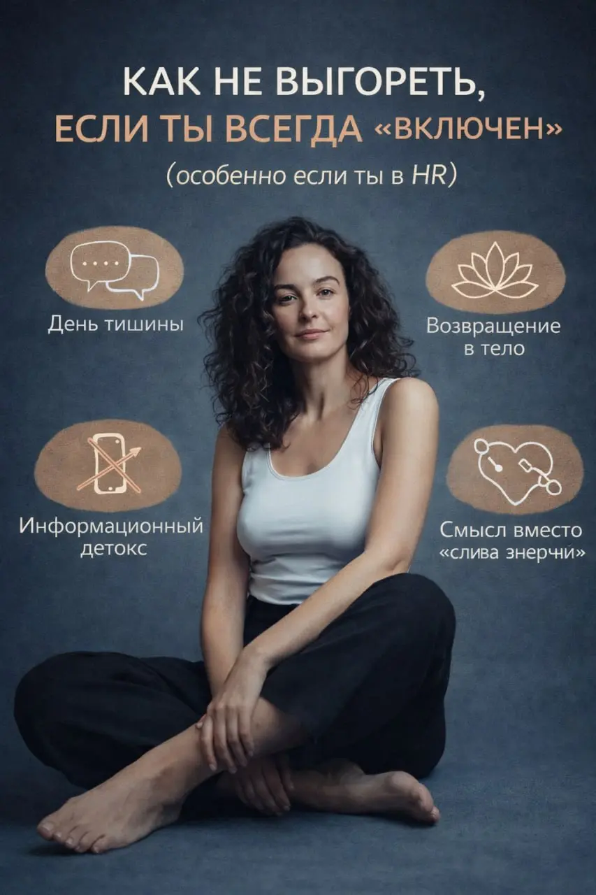 КАК НЕ ВЫГОРЕТЬ, ЕСЛИ ТЫ ВСЕГДА «ВКЛЮЧЕН»
(особенно если ты в HR)
Сегодня была на бизнес-завтраке про переговоры с крупными клиентами. И поймала себя на мысли: HR — это ведь тоже постоянные переговоры | Сетка — социальная сеть от hh.ru