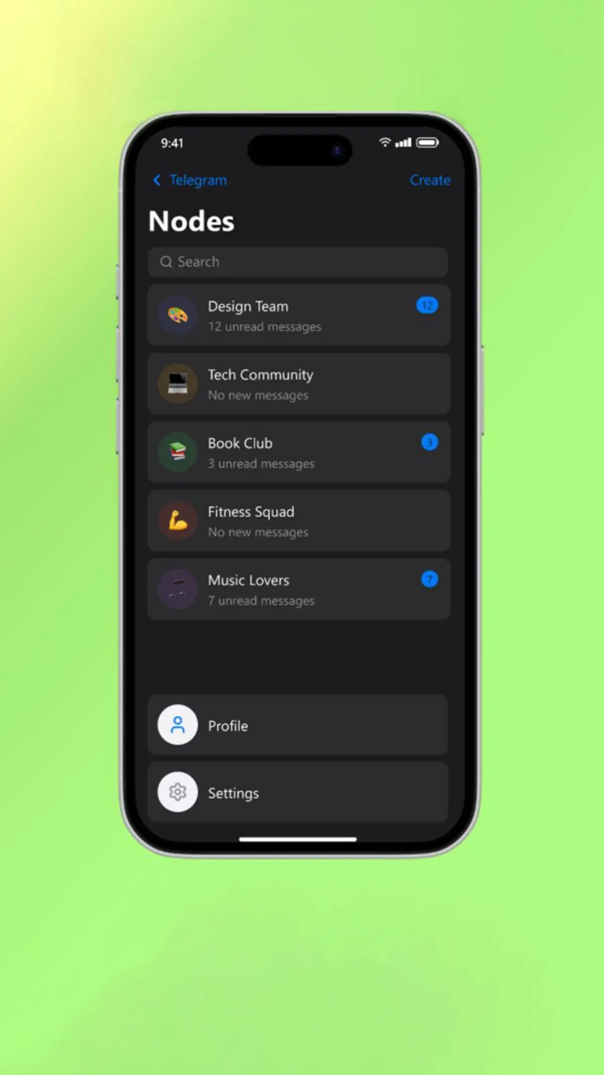 Дизайн Telegram Nodes | Сетка — социальная сеть от hh.ru
