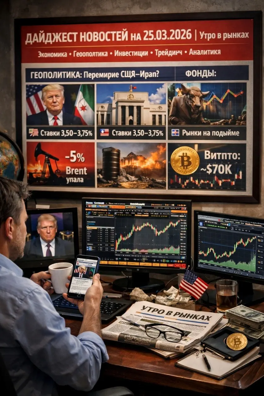 🚨 ДАЙДЖЕСТ НОВОСТЕЙ НА 25.03.2026 |
Доброе утро, друзья! Сегодня рынки живут одной главной темой — надеждами на перемирие США–Иран | Сетка — социальная сеть от hh.ru