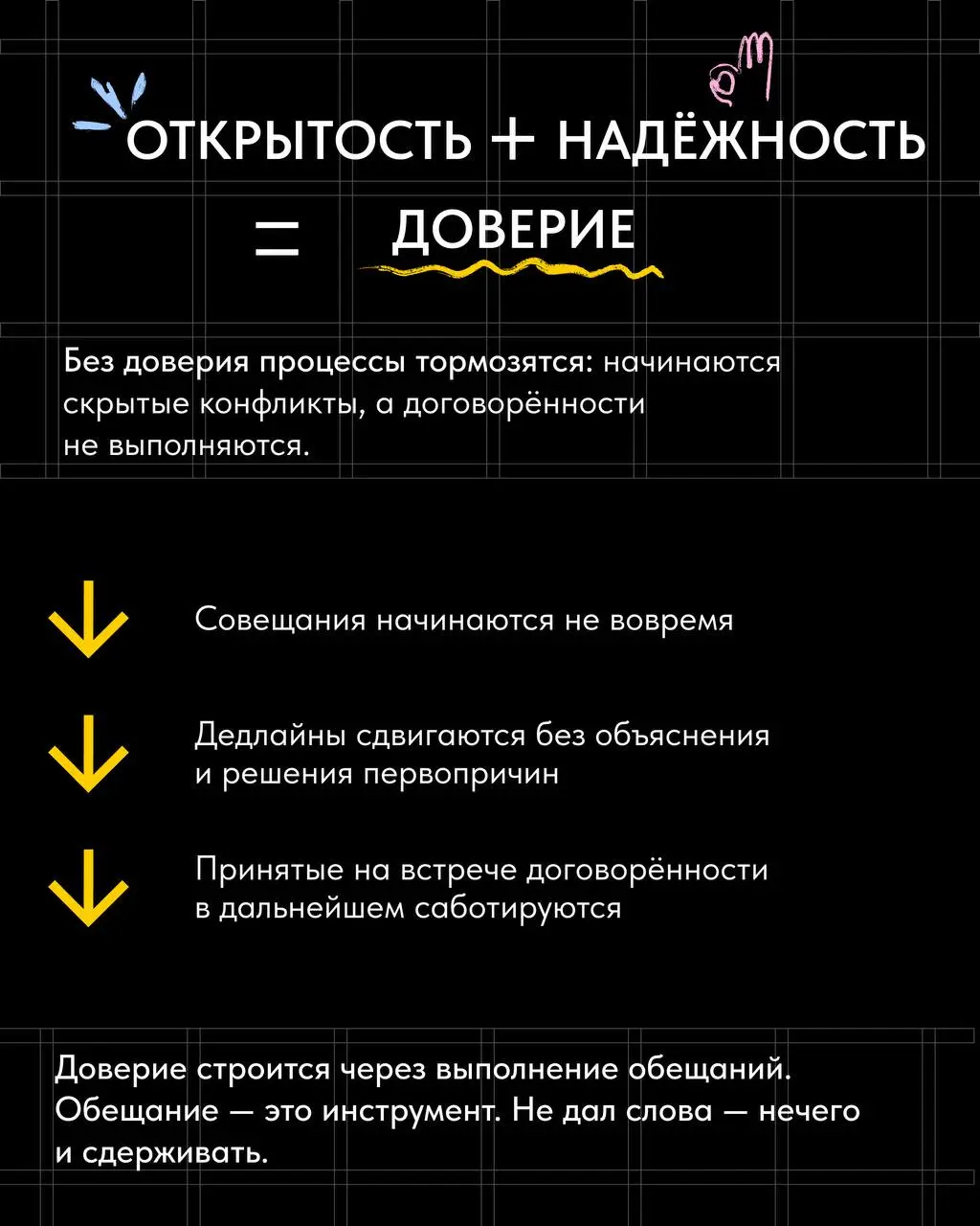 💻 Команда работает, задачи выполняются, но результат где-то теряется?
Обратите внимание на внутренние процессы: размытая ответственность, отсутствие единого фокуса, договорённости, о которых все забыл... | Сетка — социальная сеть от hh.ru