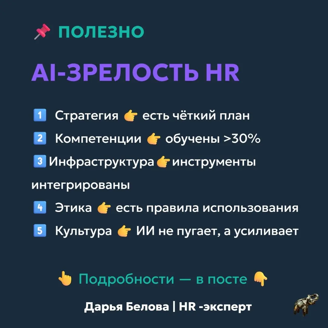 Чек-лист — готов ли ваш HR-отдел к ИИ?
57% компаний в России используют ИИ в HR, но системно — только 4% (hh.ru, 2026) | Сетка — социальная сеть от hh.ru