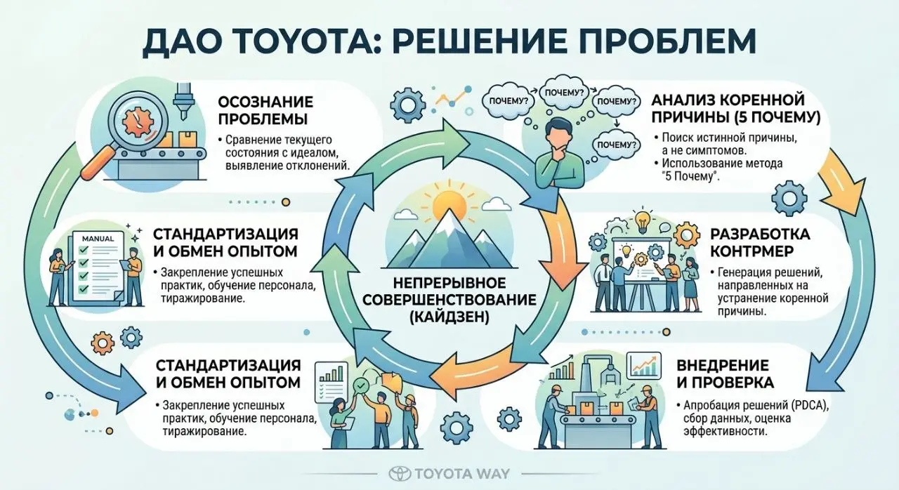 Дао Toyota. Блок 4: Problem Solving
Ошибки нужны чтобы на них учиться.
Мы прошли три блока.
1. Философия ради чего существует компания.
2. Процесс как устроен поток.
3 | Сетка — социальная сеть от hh.ru