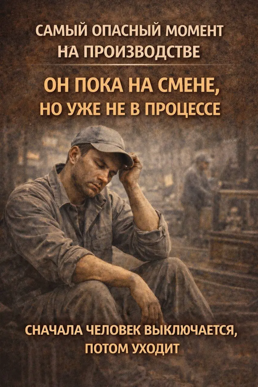 Самая опасная проблема на производстве — когда работник ещё на смене, но уже внутренне ушёл
На производстве есть состояние, которое часто вообще не замечают.
Человек ещё выходит на смену | Сетка — социальная сеть от hh.ru
