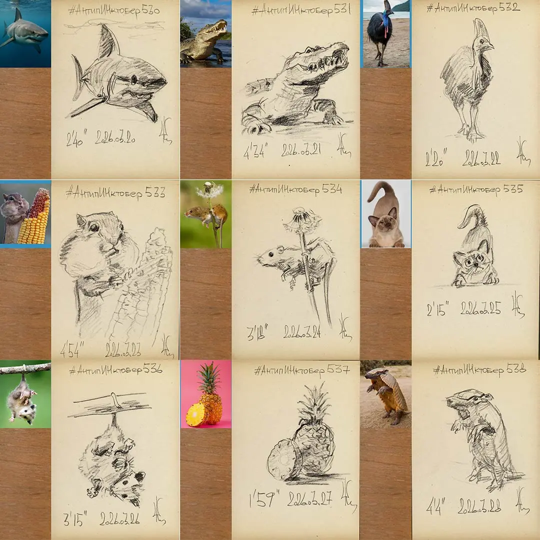 Очередная партия ежедневных набросков из марафона набросков #АнтипИНктобер
.
#oldernewpencil #ondailyart | Сетка — социальная сеть от hh.ru