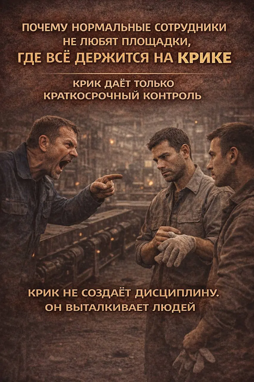 Почему нормальные сотрудники не любят площадки, где всё держится на крике? 🤔
На некоторых площадках до сих пор считают, что жёсткость — это управление.
Громче сказал.
Жёстче надавил | Сетка — социальная сеть от hh.ru