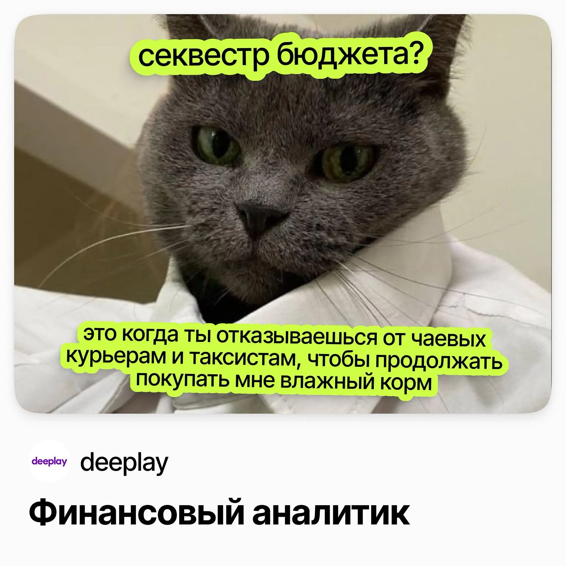 Финансовый аналитик / deeplay | Сетка — социальная сеть от hh.ru