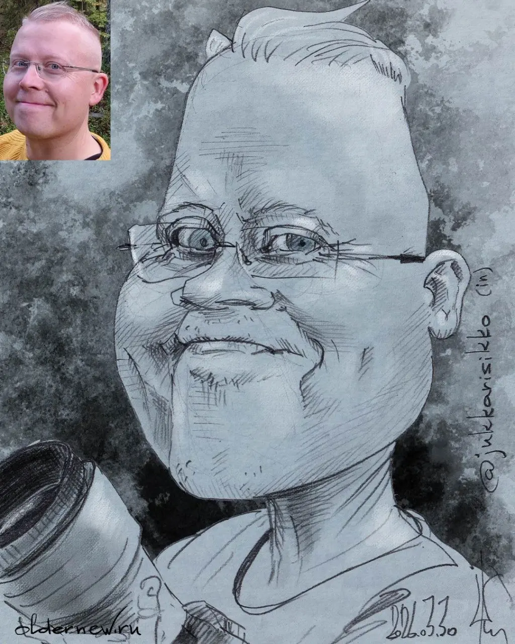 Сюрприз для финского фотографа @jukkarisikko (инста)
.
#шаржпофото #шаржназаказ
#ondailyart #oldernewpencil #oldernewdigital #oldernewsketch #художникхудожника #oldernewsurprise | Сетка — социальная сеть от hh.ru