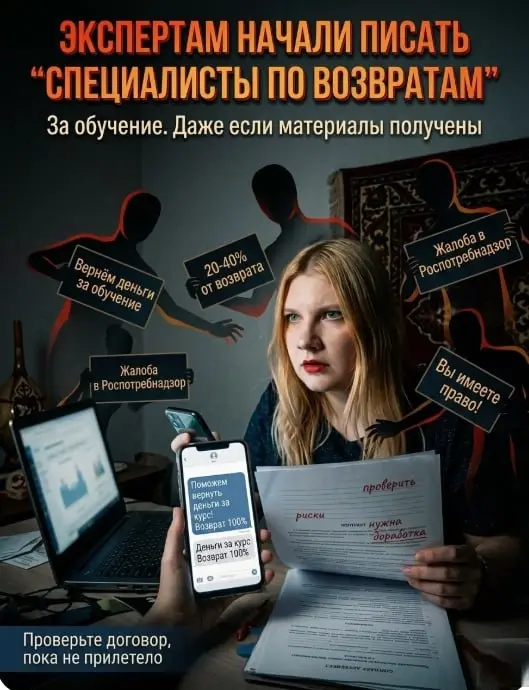 ⚠️ Экспертам начали писать "специалисты по возвратам" за обучение
В последнее время всё чаще слышу одну историю от владельцев онлайн-школ | Сетка — социальная сеть от hh.ru
