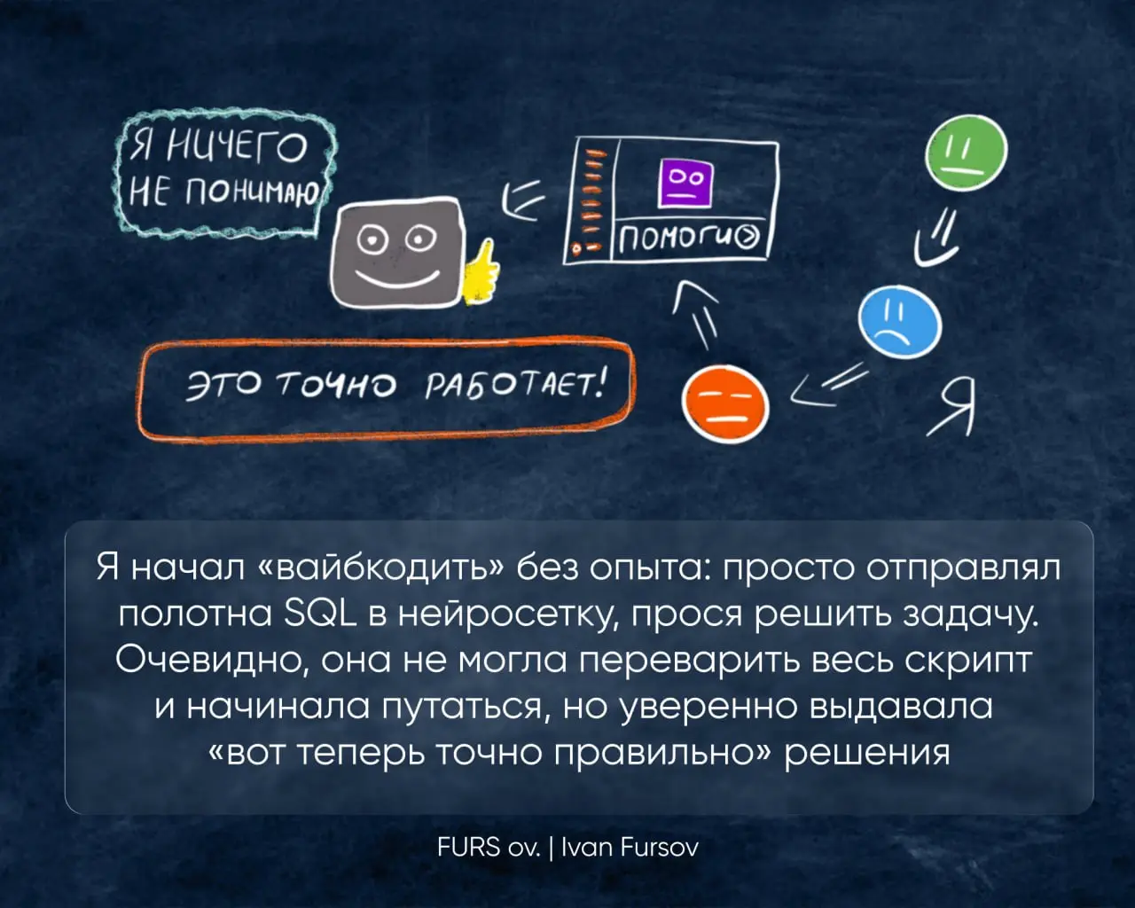 Сначала нужно понять ЧТО делать, затем КАК делать, а потом уже ДЕЛАТЬ
Этот подход я начал осваивать на первом проекте. Тогда в отпуск ушел ведущий аналитик и в это время сломался скрипт на дашборде | Сетка — социальная сеть от hh.ru