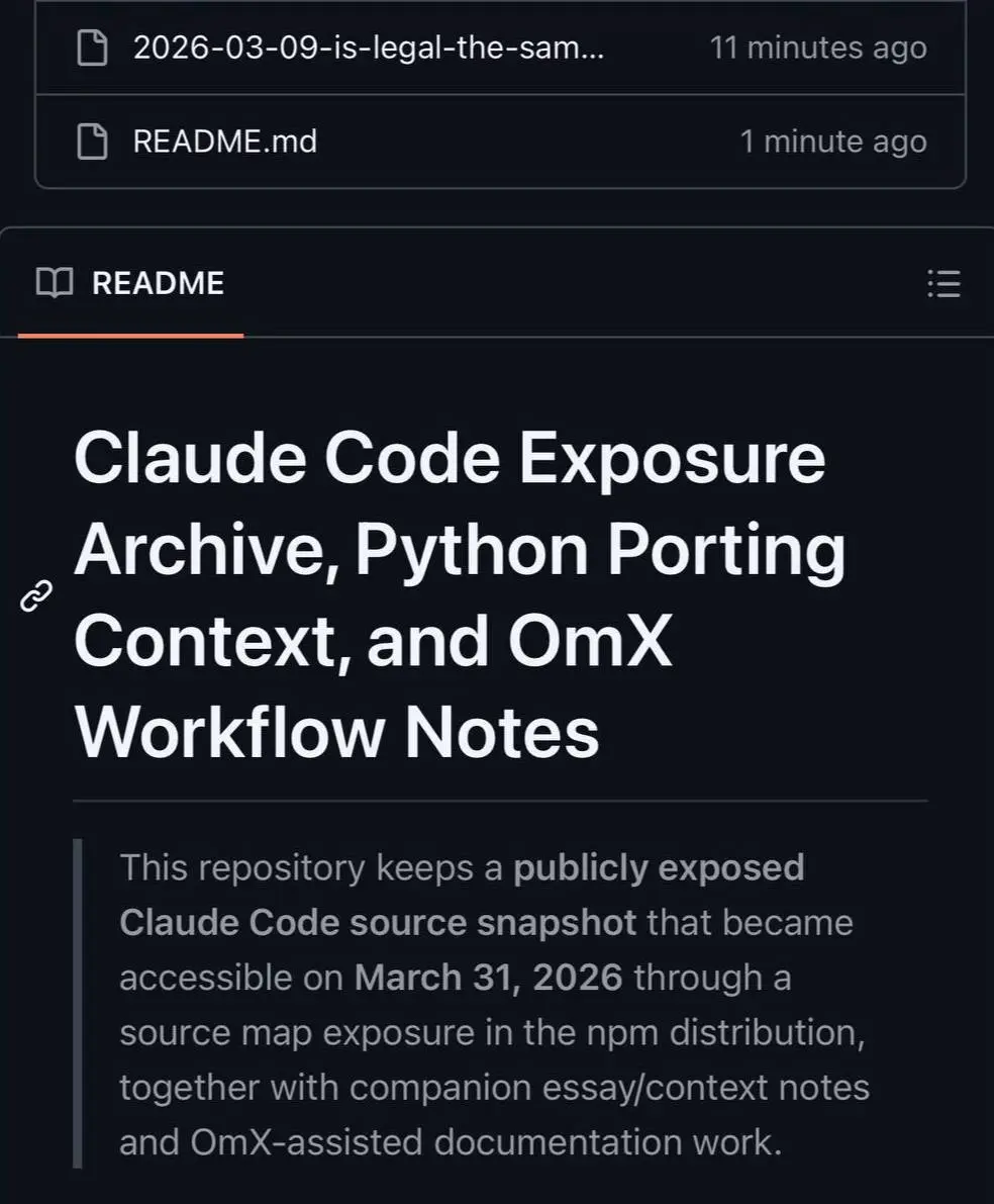 🎸 Полный исходный код Claude Code утёк в открытый доступ
Исследователь Chaofan Shou нашёл в npm реестре source map файл, через который восстанавливается весь исходный код Claude Code CLI от Anthropic:... | Сетка — социальная сеть от hh.ru