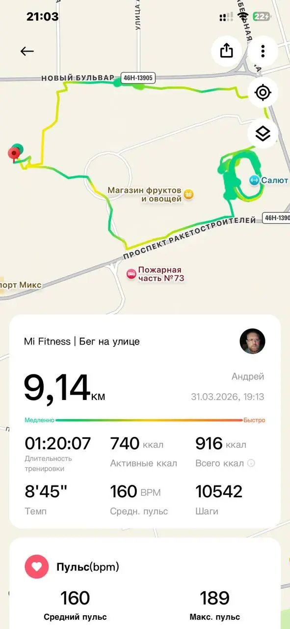 Всем привет 👋
Настали теплые деньки, и я постарался возобновить бег 🏃
На первый раз, достаточно не плохо 😉 | Сетка — социальная сеть от hh.ru