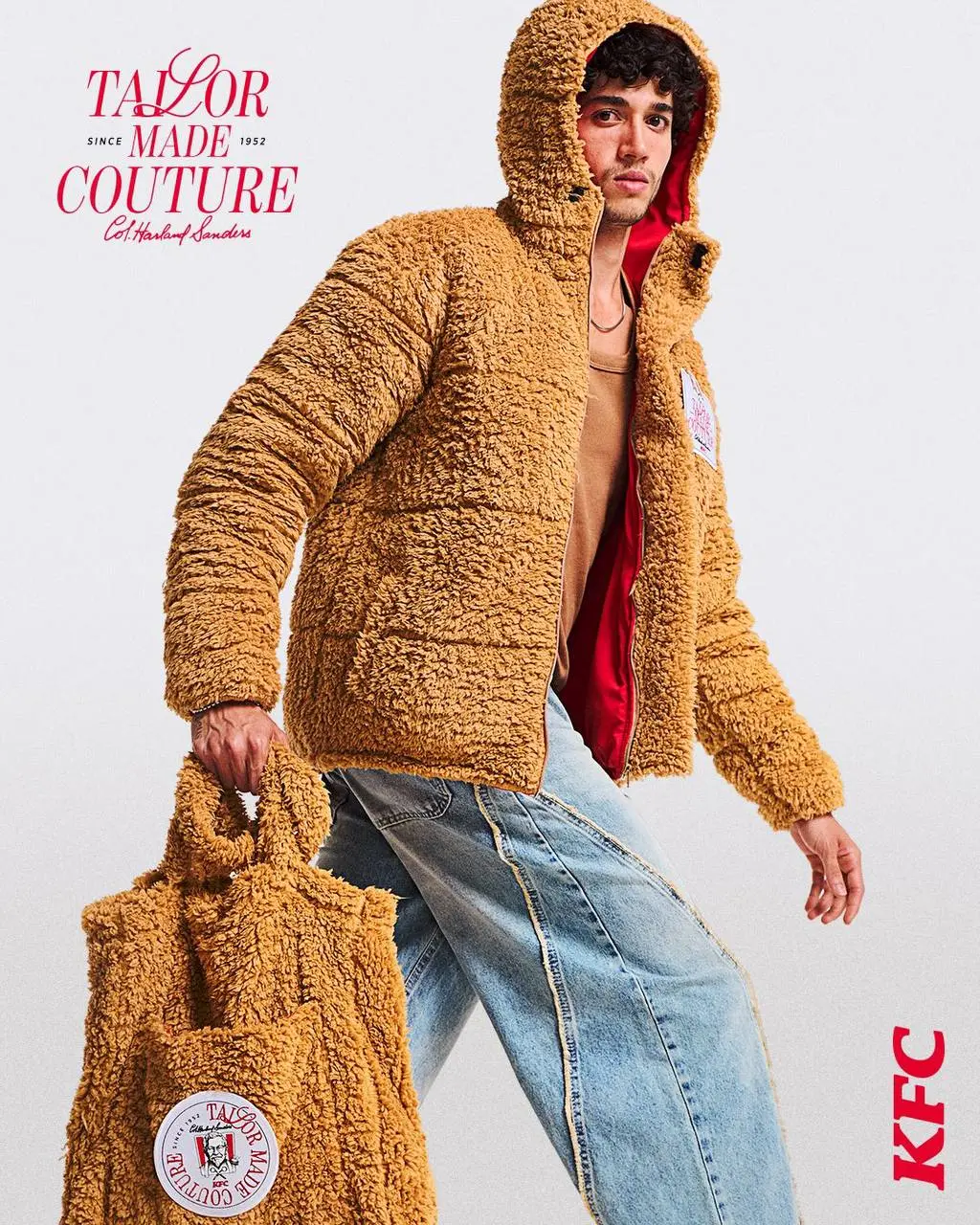 Капсулу одежды с эффектом фирменной панировки для курочки дропнул бразильский KFC. Это коллаба с брендом LolaTBWA и попытка соединить фастфуд и моду | Сетка — социальная сеть от hh.ru