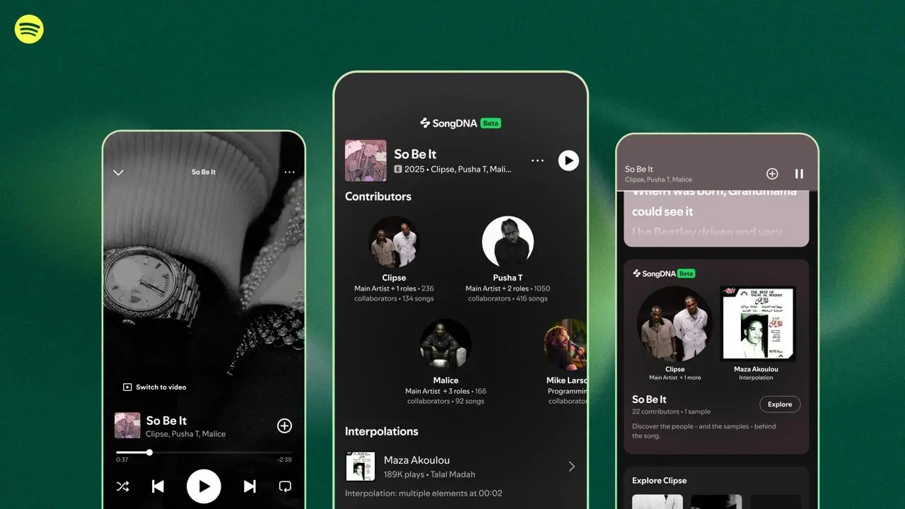 Spotify разобрали треки на ДНК
Запустили фичу SongDNA — можно посмотреть кто реально работал над песней | Сетка — социальная сеть от hh.ru