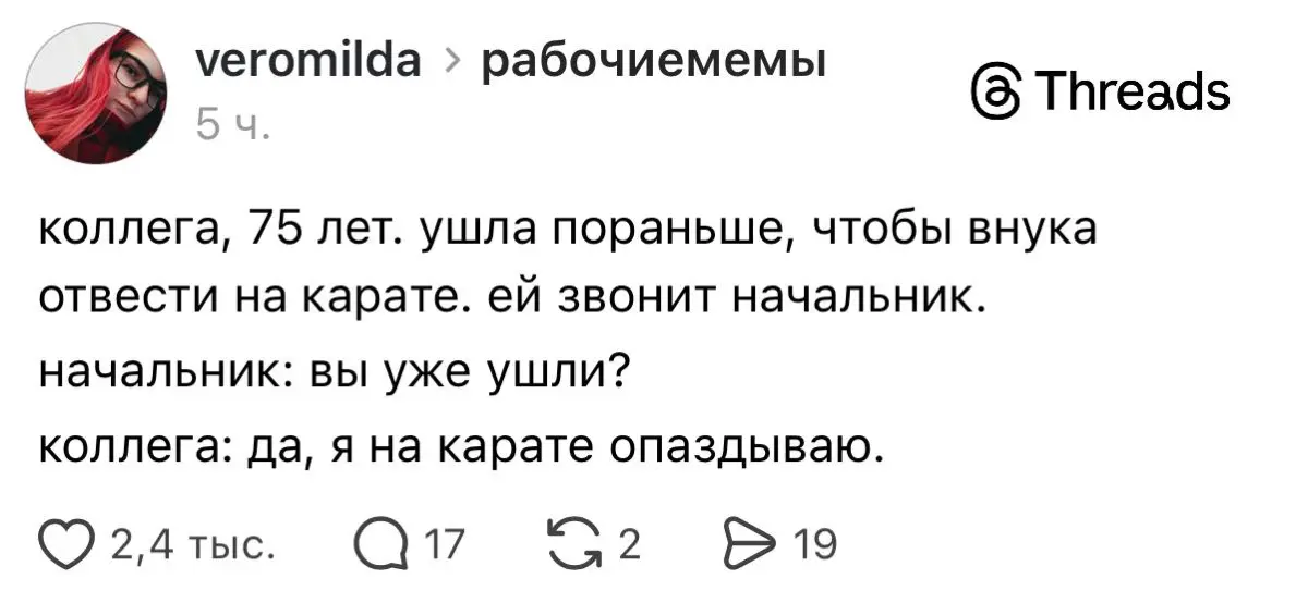 Думаю, что после этого начальник больше не тревожил её тупыми вопросами… | Сетка — социальная сеть от hh.ru