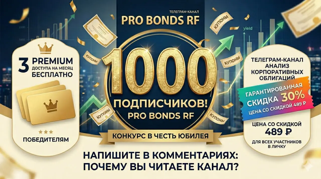 🥂Торжество продолжается: распределяем «дивиденды» в честь 1 000 подписчиков PRO BONDS RF 📈
Господа инвесторы, празднование нашего локального мини-IPO — достижения первой тысячи подписчиков — переходит... | Сетка — социальная сеть от hh.ru