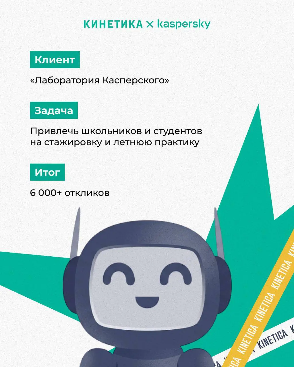 🤖 Как мы помогли «Лаборатории Касперского» найти молодые IT-таланты: история про котиков, родителей и +800% откликов
Мы работаем с «Лабораторией Касперского» уже более трех лет | Сетка — социальная сеть от hh.ru