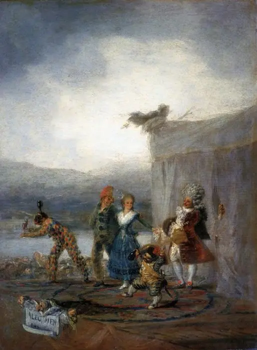 “Странствующие артисты”
Франсиско Гойя (1794)
Это работа раннего периода, когда Гойя ещё связан с придворной культурой и декоративной живописью, но уже начинает смотреть глубже | Сетка — социальная сеть от hh.ru