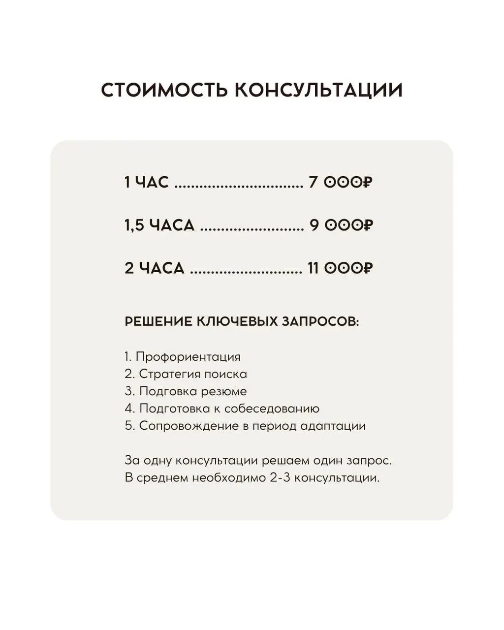 Как проходит консультация и стоимость? 💲
Консультация направлена на решение вашего ключевого запроса:
﻿﻿﻿— Профориентация
﻿﻿﻿— Стратегия поиска
﻿﻿﻿— Подговка резюме
﻿﻿﻿— Подготовка к собеседованию
﻿﻿﻿... | Сетка — социальная сеть от hh.ru