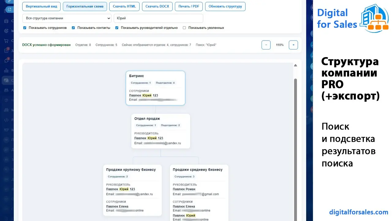 Структура компании PRO (+экспорт) в Битрикс24 | Сетка — социальная сеть от hh.ru