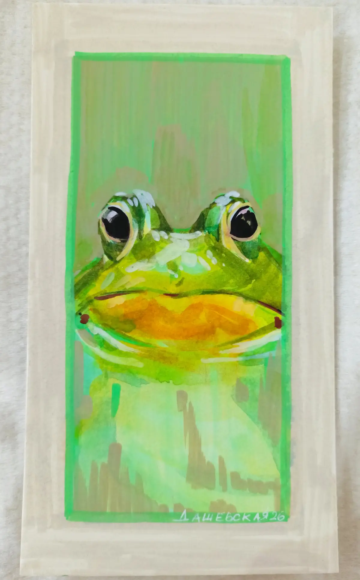 Frog1, frog2
Важно какие детейл.
Пивной картон, акварель, акриловые маркеры, и чудо персонаж) | Сетка — социальная сеть от hh.ru