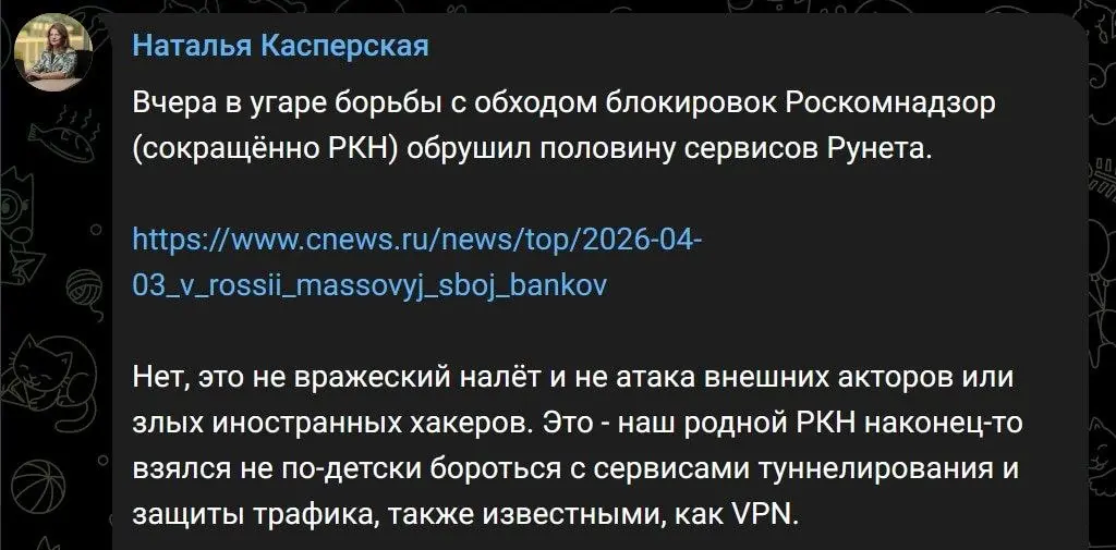 Блокировка VPN рискует сломать ВЕСЬ рунет — сообщила сооснователь «Лаборатории Касперского» Наталья Касперская | Сетка — социальная сеть от hh.ru