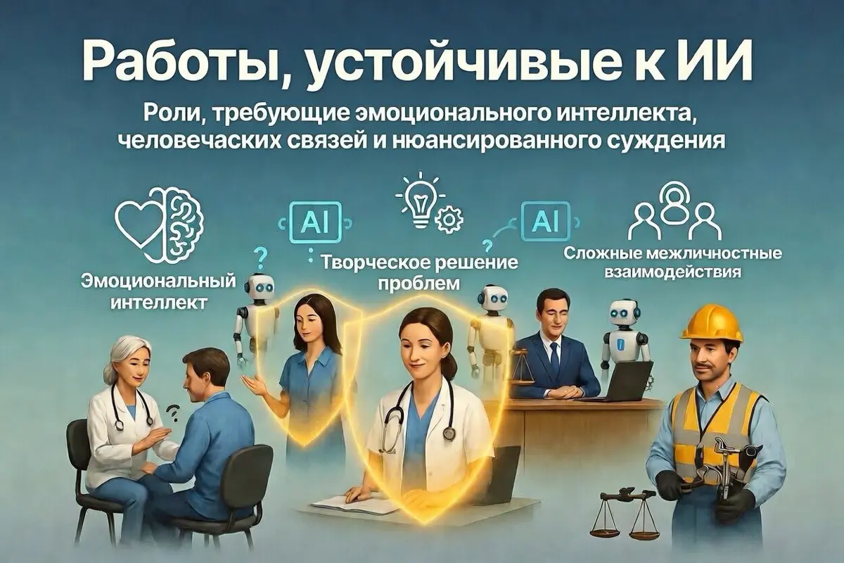 Работы, которые искусственный интеллект, возможно, не сможет заменить - инсайты о профессиональной устойчивости:
С учетом усиливающихся дискуссий о влиянии искусственного интеллекта на рабочую силу, н... | Сетка — социальная сеть от hh.ru