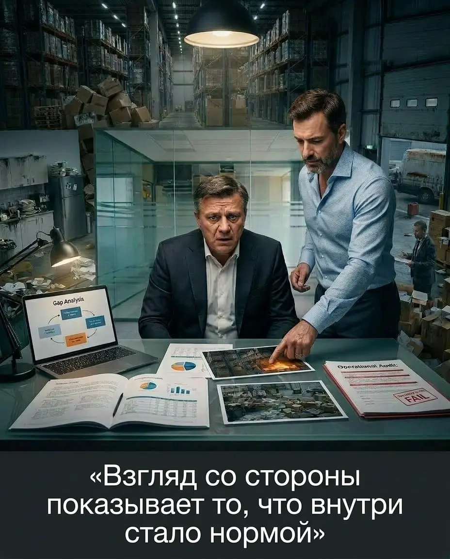 3/3 Как это сделать.
Первый шаг — операционный аудит.
5–10 дней. Я приезжаю в компанию, смотрю финансы, процессы, оргструктуру, управление.
Без предварительных выводов. Без «мне кажется». Только факты | Сетка — социальная сеть от hh.ru