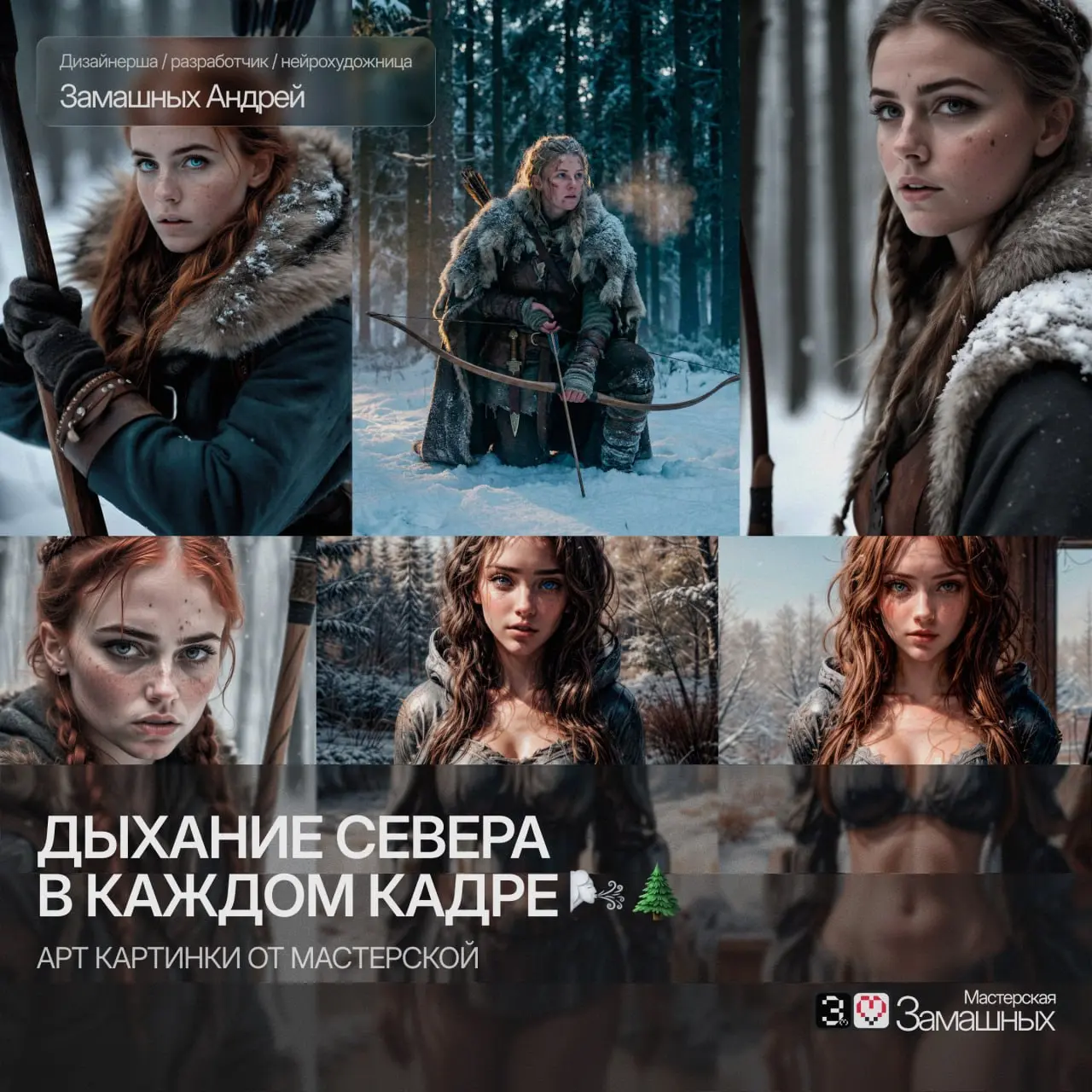 Дыхание Севера в каждом кадре 🌬🌲
Создали для вас потрясающую зимнюю подборку артов. Эстетика суровых лесов, звон тетивы, теплый мех на плечах и героини, которые точно выживут в любых условиях | Сетка — социальная сеть от hh.ru