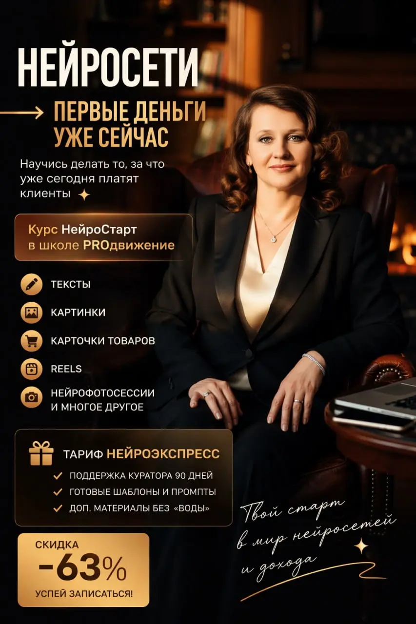 Нейросети → первые деньги уже сейчас 🚀
🚀 Народ, кто хочет быстро разобраться в нейросетях и начать на них зарабатывать?
Недавно сама детально посмотрела курс НейроСтарт в школе PROдвижение — и вот что... | Сетка — социальная сеть от hh.ru