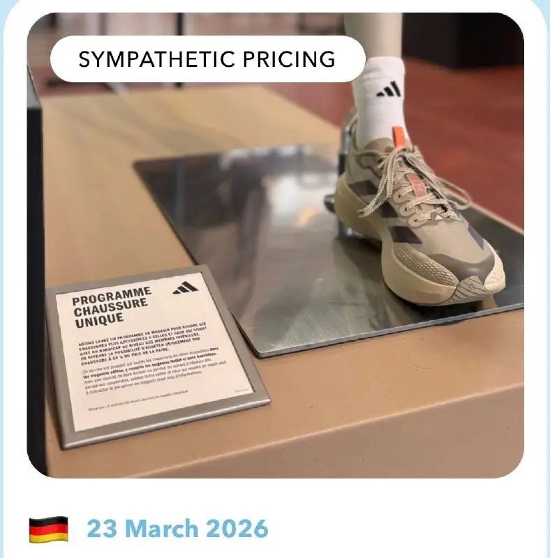 Adidas в Европе запустил акцию : «1 кроссовок за половину цены»
Тренд : миллионы людей живут с одной ногой или с деформированными ступнями | Сетка — социальная сеть от hh.ru