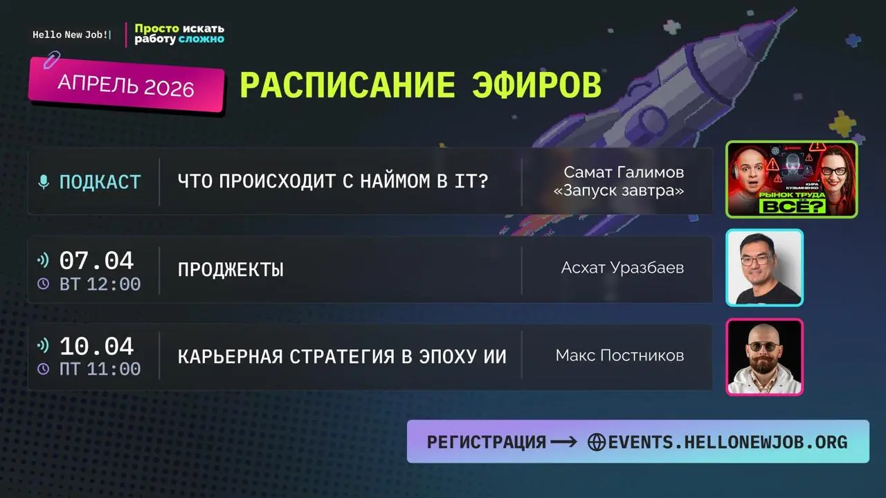 📆 Расписание стримов на эту неделю 👇
👉 Проджект менеджеры — как ИИ меняет роль PM-а, когда рутину менеджмента забирает автоматизация | Сетка — социальная сеть от hh.ru