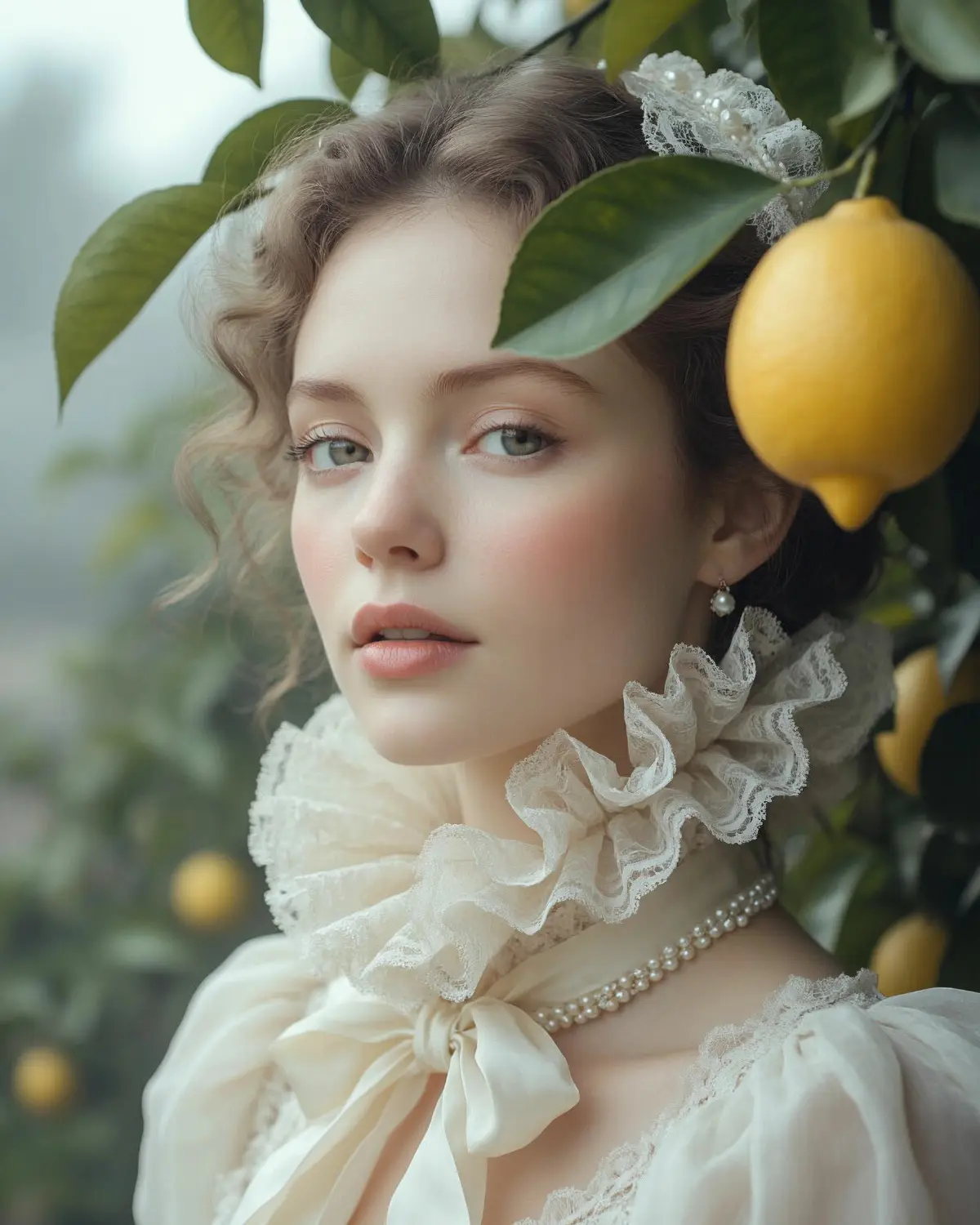 «Побег в лимонный сад». Героиня уходит от реальности в выбеленный, туманный мир, где время течёт иначе. Она не собирает лимоны — она растворяется в саду | Сетка — социальная сеть от hh.ru