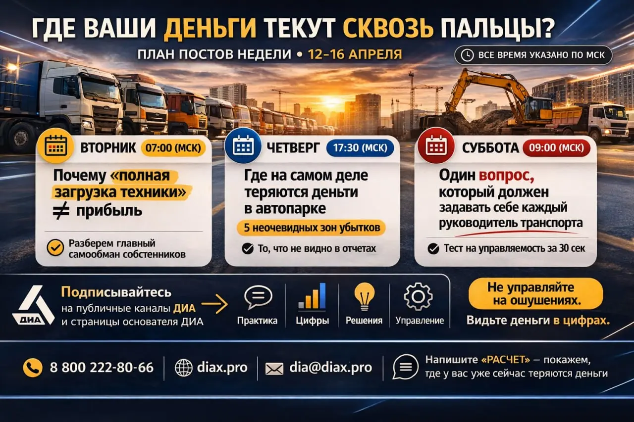 Неделя, которая покажет, где у вас утекают деньги на транспорте.
Без теории. Только управленка, цифры и реальная практика | Сетка — социальная сеть от hh.ru