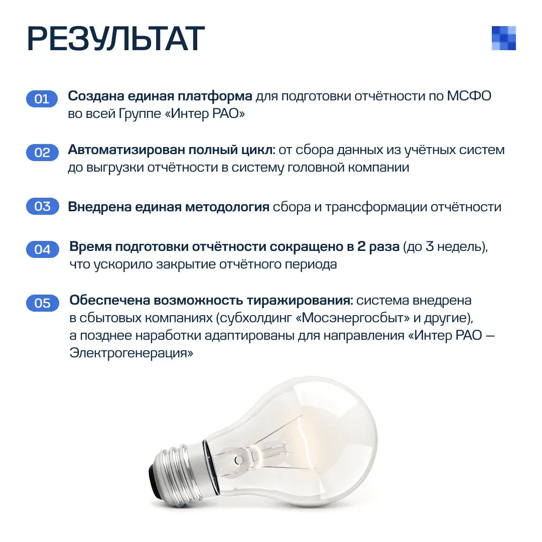 Автоматизация МСФО-отчетности Группы «Интер РАО» | Сетка — социальная сеть от hh.ru