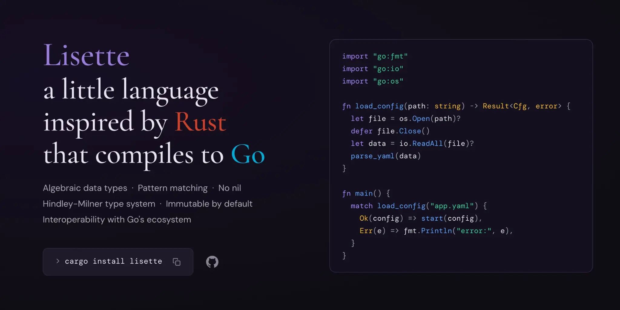 Lisette - мини язык на основе Go, вдохновленный Rust | Сетка — социальная сеть от hh.ru