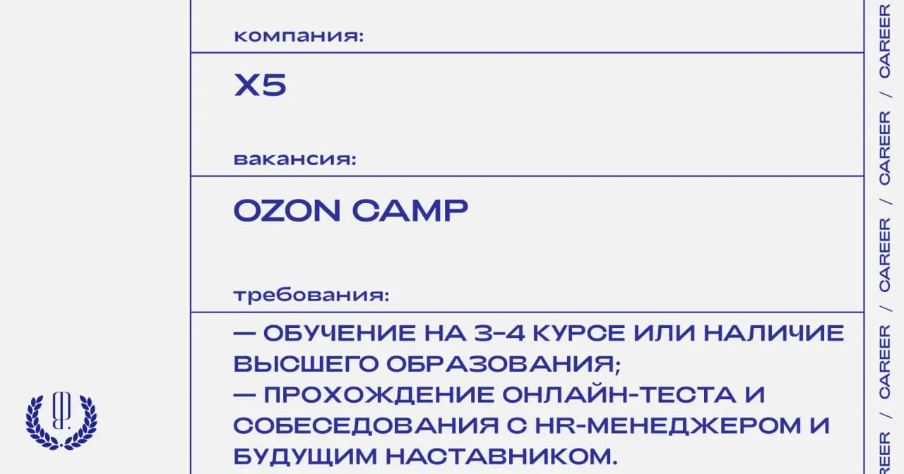 Х5 ищет стажеров на программы по направлениям: аналитика, информационная безопасность, менеджмент, маркетинг, право, управление продуктом и проектами, финансы, контент и коммуникации | Сетка — социальная сеть от hh.ru