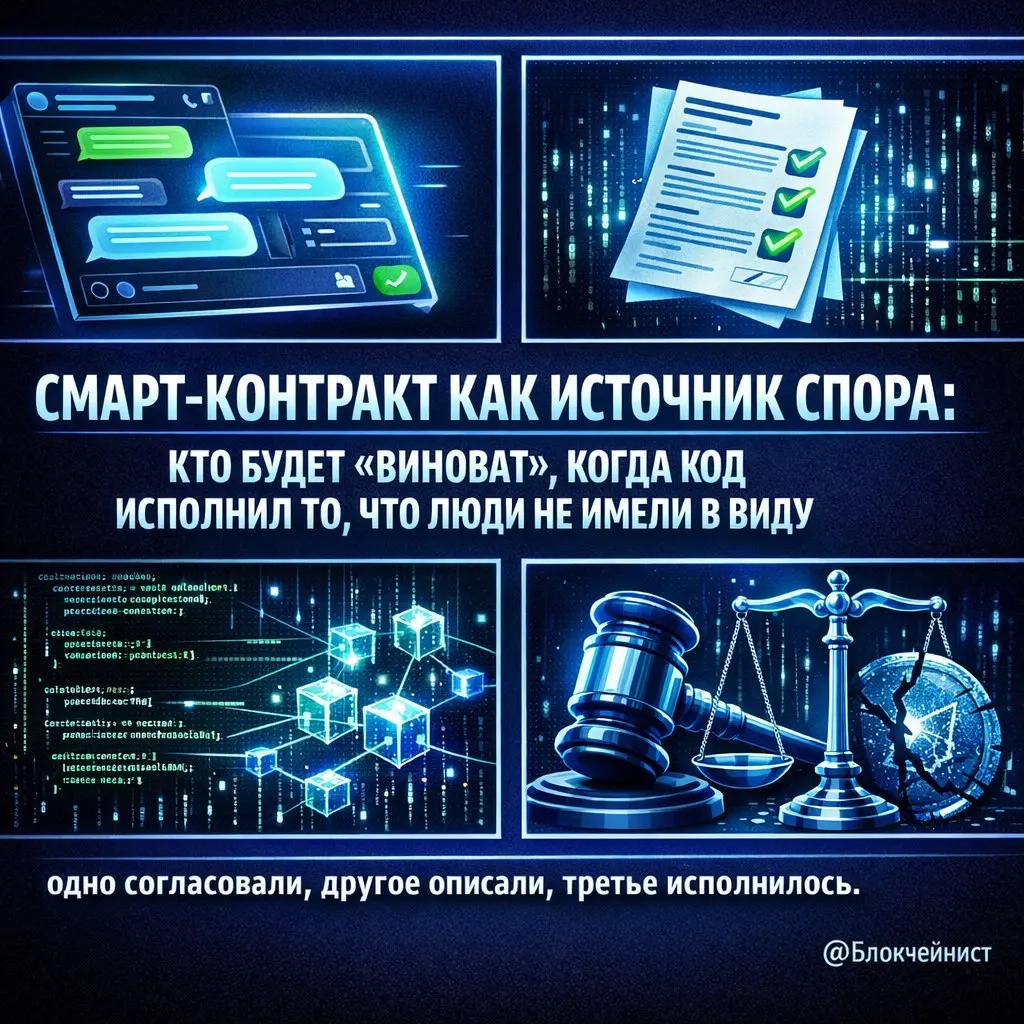 🖥 Смарт-контракт как источник спора: кто будет «виноват», когда код исполнил то, что люди не имели в виду 👀
🥸 Смарт-контракт любят продавать как способ убрать споры: «код исполняется сам» | Сетка — социальная сеть от hh.ru