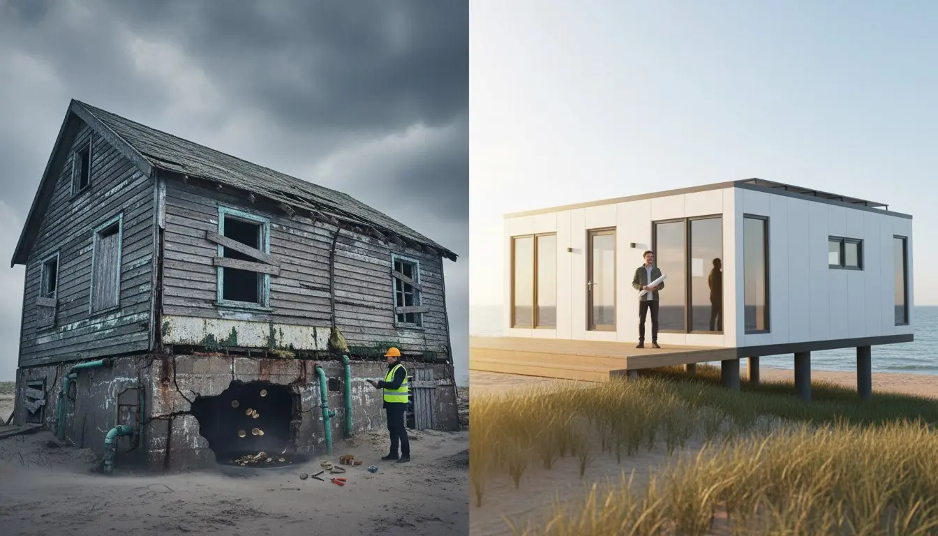 Дорого ли «починить» дом у моря? Часто выходит дороже, чем снести. 🏚️🏗️
Старый прибрежный дом — это не только перекраска: усталый фундамент, ржавая арматура, промёрзшие стены и убитая инженерия | Сетка — социальная сеть от hh.ru
