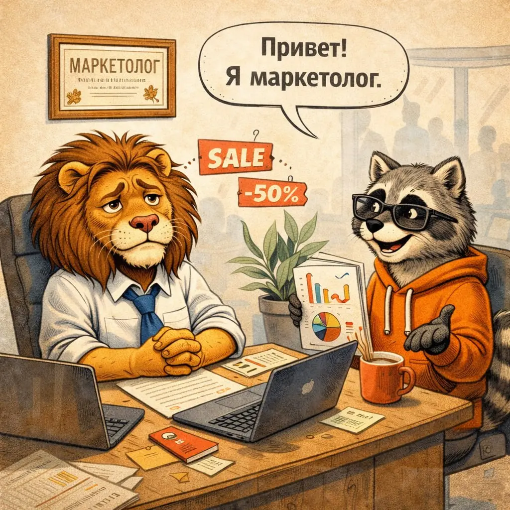 Как оценить маркетолога?
Предприниматель нанимает маркетолога и в голове держит,
«Ага, сейчас придёт человек, запустит рекламу и начнутся продажи».
Проходит месяц | Сетка — социальная сеть от hh.ru