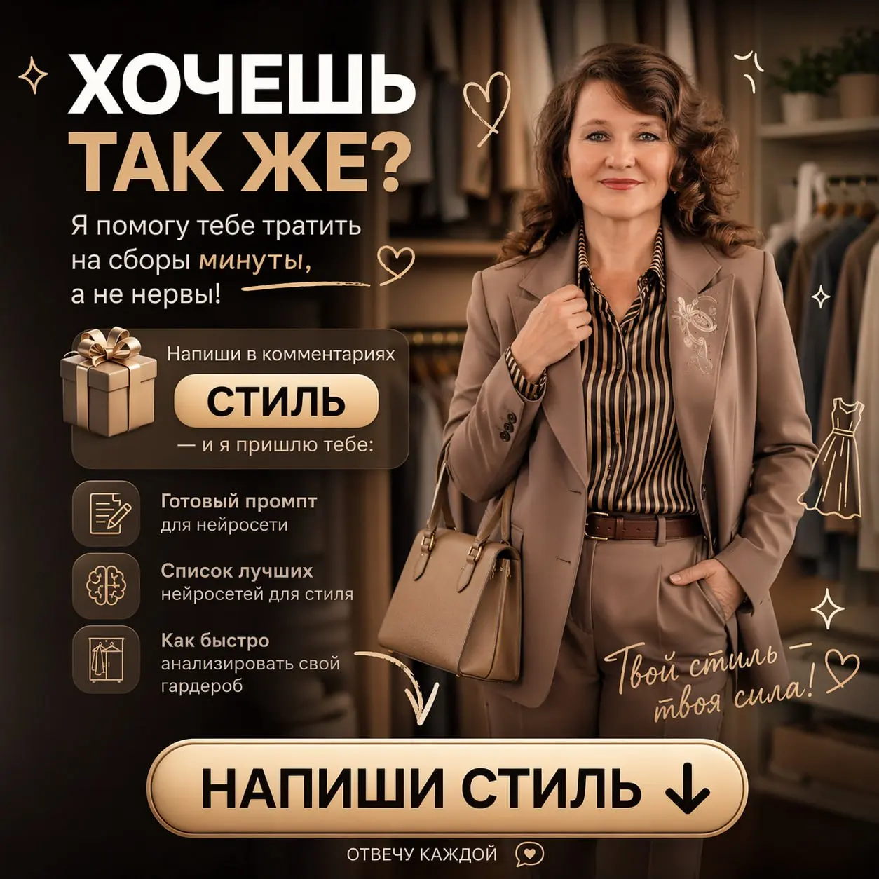 Утром нечего надеть? 🤍
Сколько времени, настроения и сил уходит не на сами сборы, а на бесконечный внутренний диалог с гардеробом, когда вещи есть, а ощущения готового образа нет | Сетка — социальная сеть от hh.ru