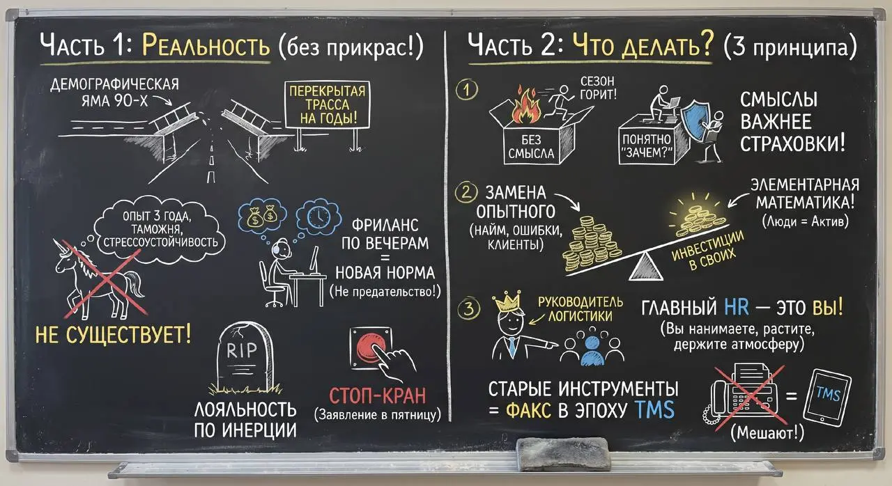 Хочу поговорить про людей в логистике.
Не про "кадровый голод" — это слово я уже ненавижу так же, как слово "оптимизация" и фразу "клиент доволен" | Сетка — социальная сеть от hh.ru